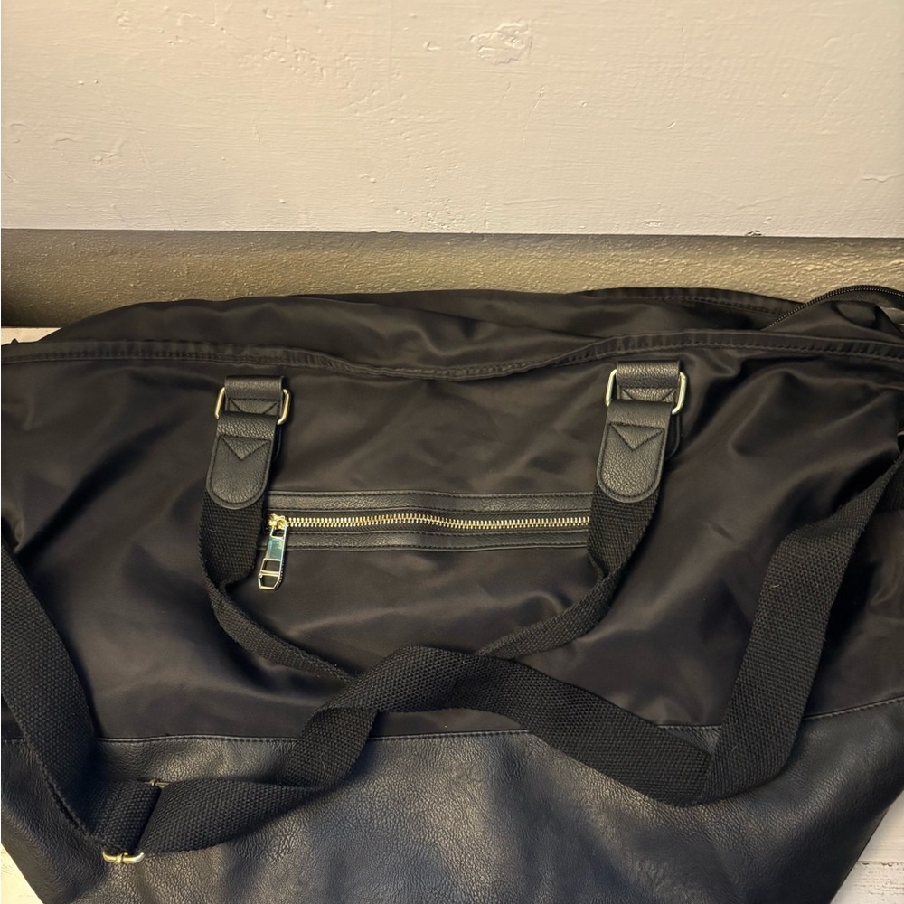 Madden Girl Black Travel Weekender Bag with Gold Hardware